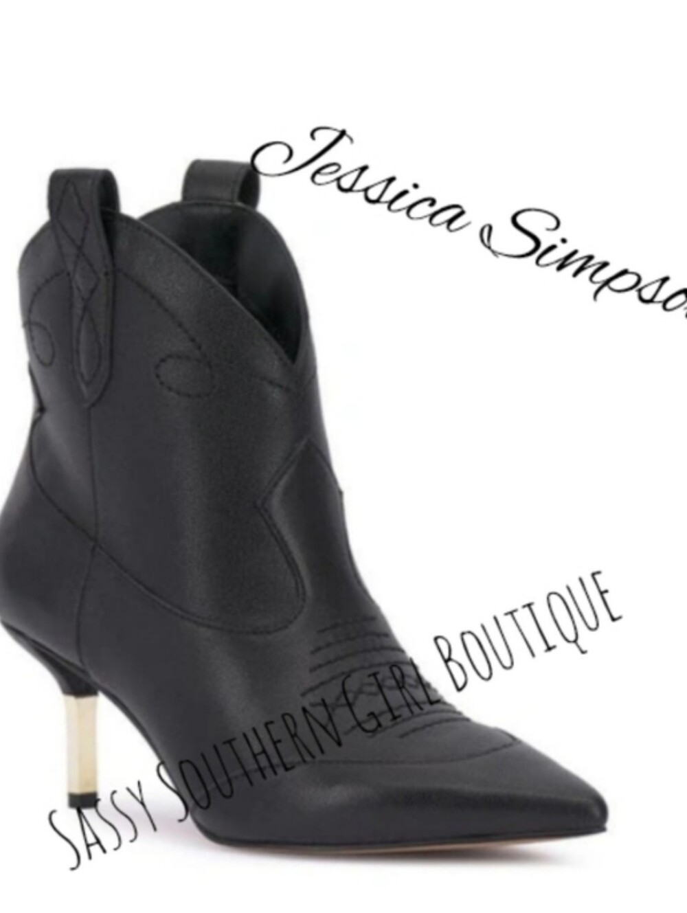 🆕⭐ Jessica Simpson black leather Western booties
